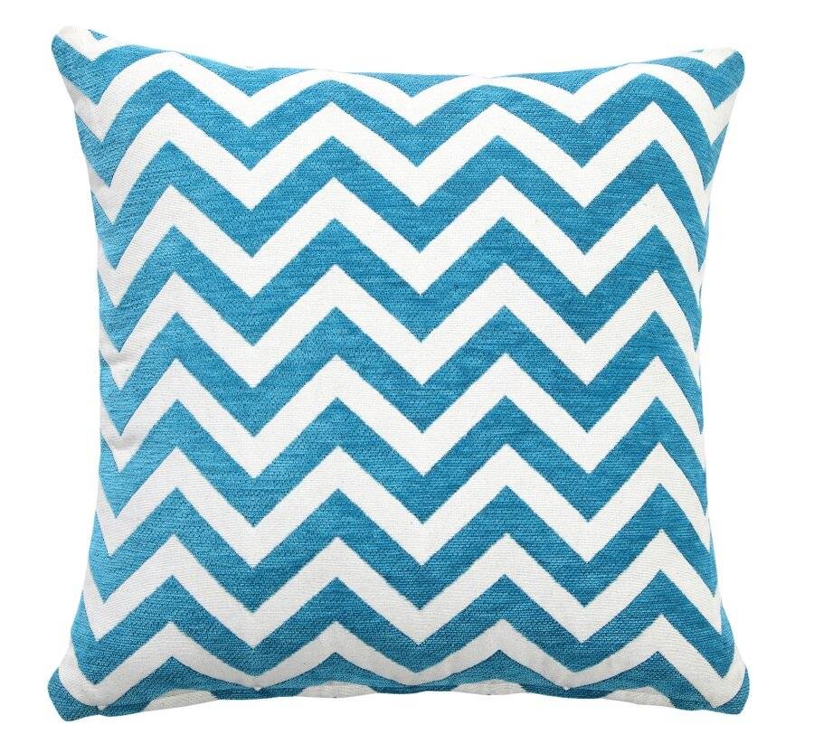 Chevron Sofa Cushion Cover - Teal/Natural (45 cm X 45 cm)