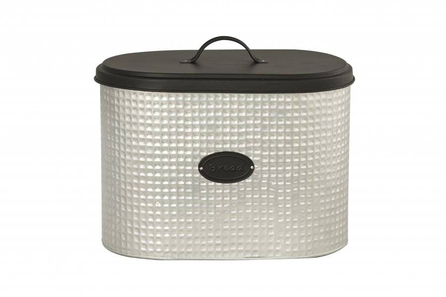 EHC 2 Tone Space Saving Steel Black & Silver Bread Bin