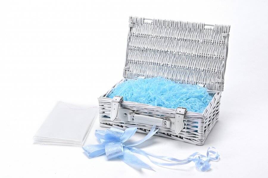 Create Your Own All Purpose Wicker Gift Hamper Basket Kit - White/Blue