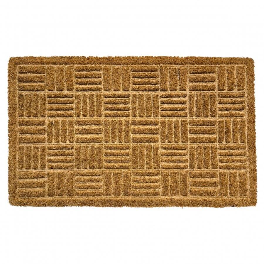 Criss-cross Embossed PVC Backed Natural Coir Entrance Doormat, 40x70cm