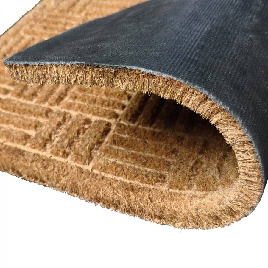 Criss-cross Embossed PVC Backed Natural Coir Entrance Doormat, 40x70cm