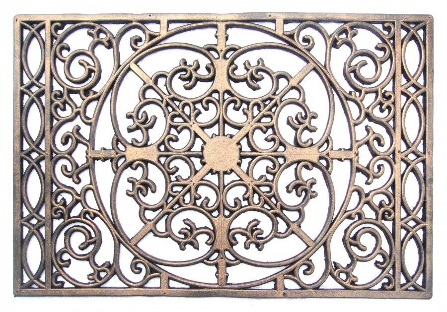 Decorative Wrought Iron Effect Rubber Grill Door Mat- Bronze Finish