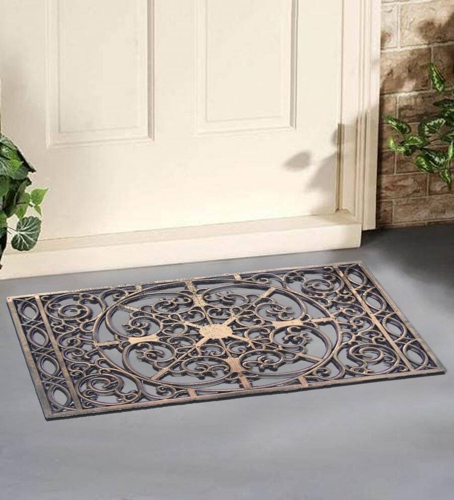 Decorative Wrought Iron Effect Rubber Grill Door Mat- Bronze Finish