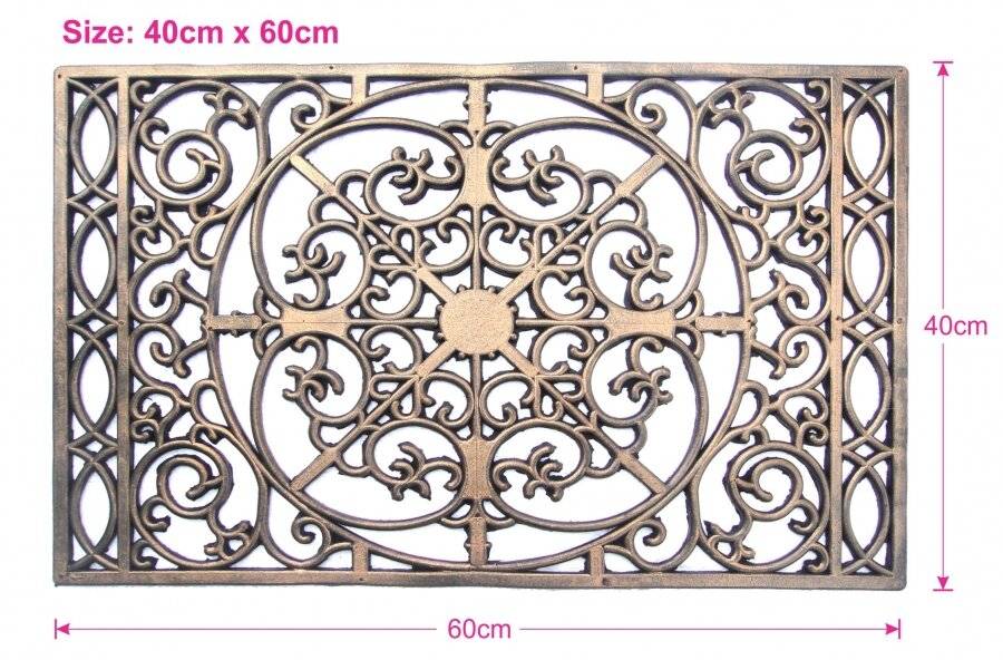 Decorative Wrought Iron Effect Rubber Grill Door Mat- Bronze Finish