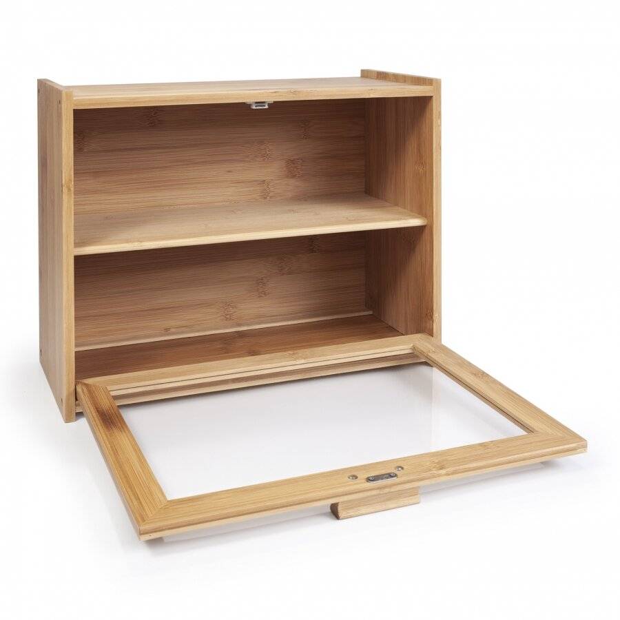 Dual-Shelf Bread Bin With drop-down front Door - 40 x 17.3 x 31 (H) cm
