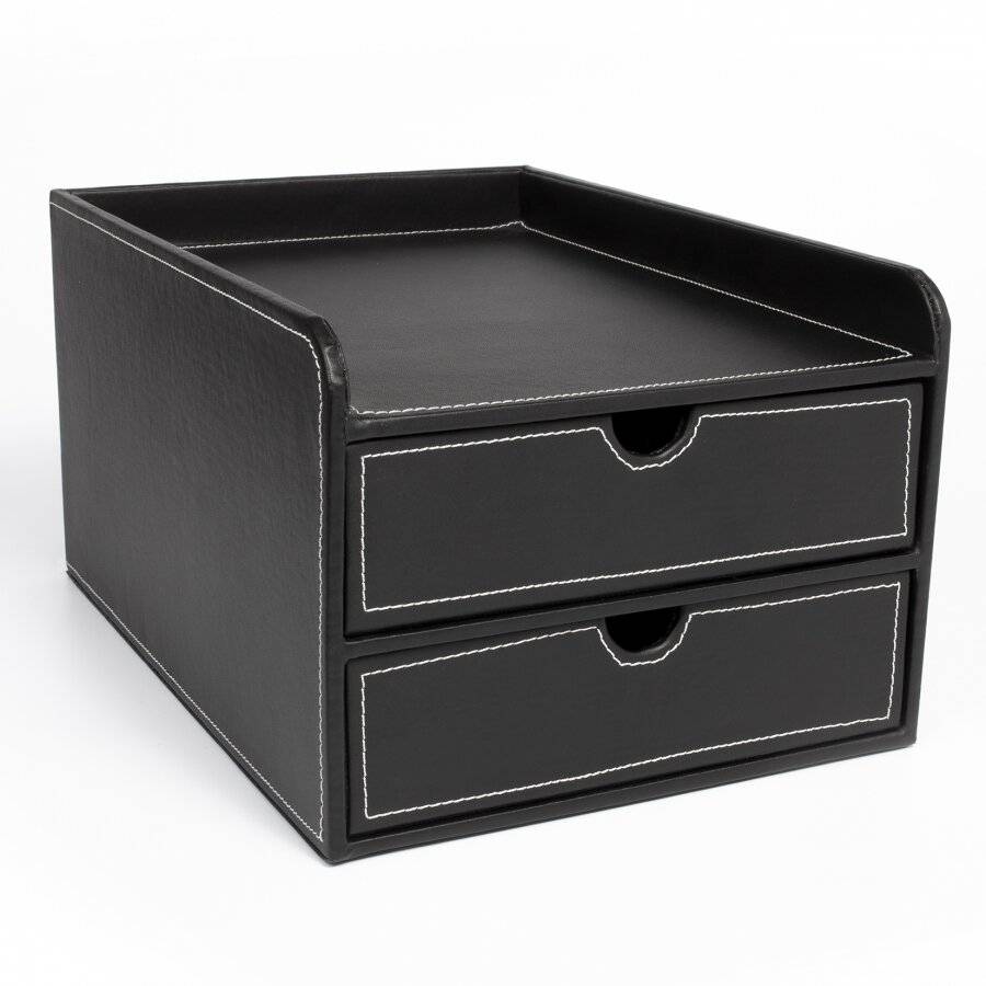 Ehc 2 Drawer Faux Leather A4 Stationery, Leather Drawer Organizer