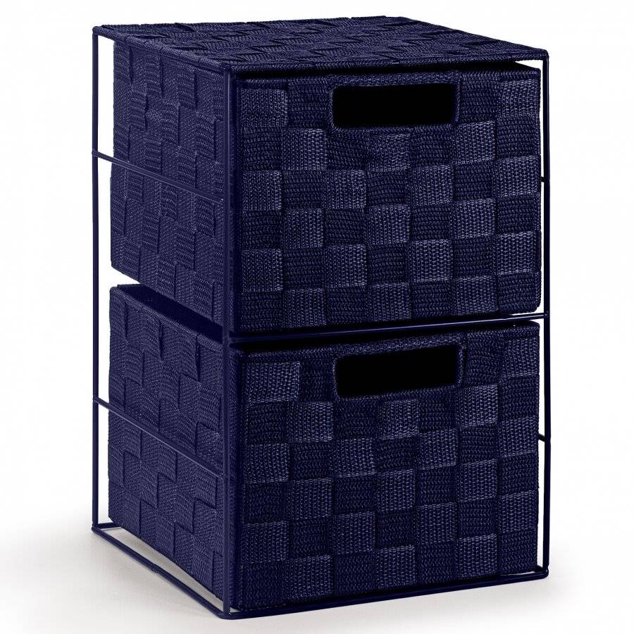 EHC 2 Drawer Storage Unit Cabinet For Bedroom / Bathroom - Navy Blue