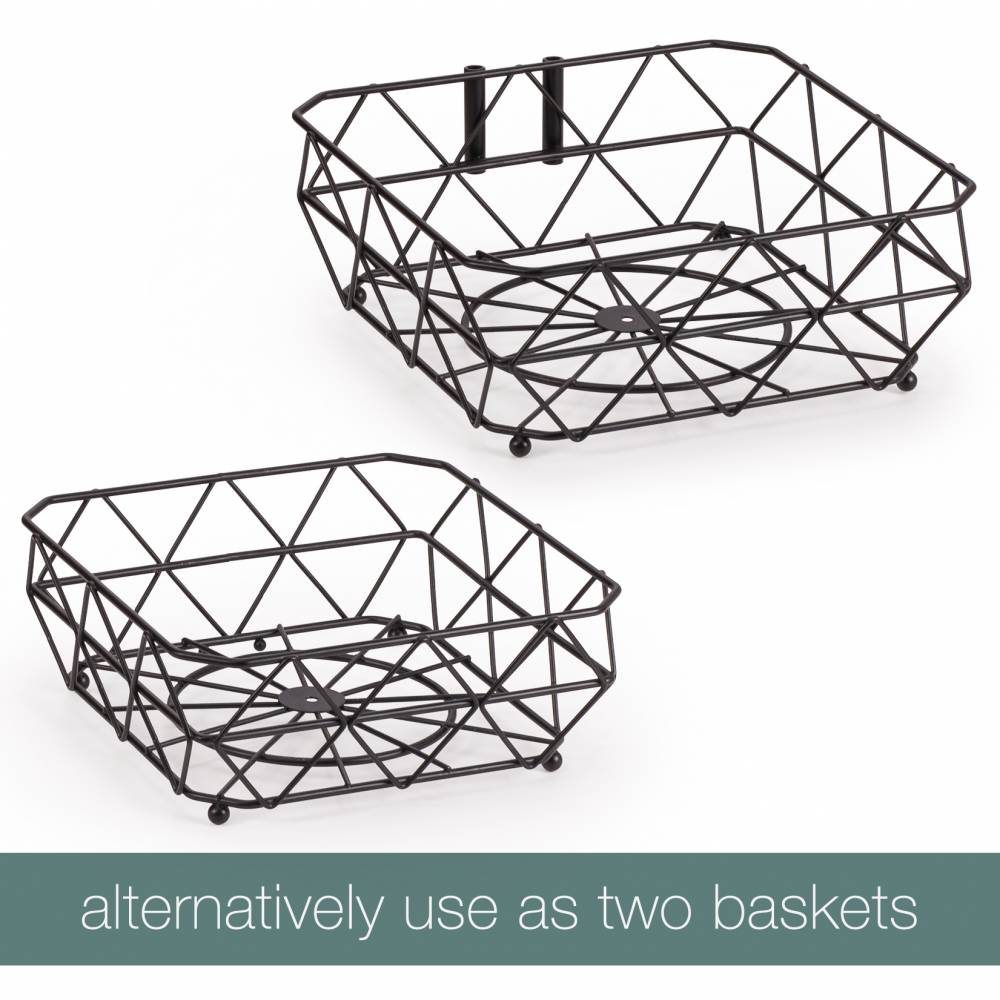 EHC 2 Tier Fruit & Vegetable Storage Basket Stand for Kitchen - Black