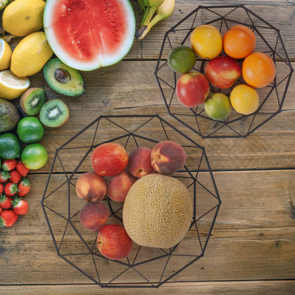 EHC 2 Tier Fruit & Vegetable Storage Basket Stand for Kitchen - Black