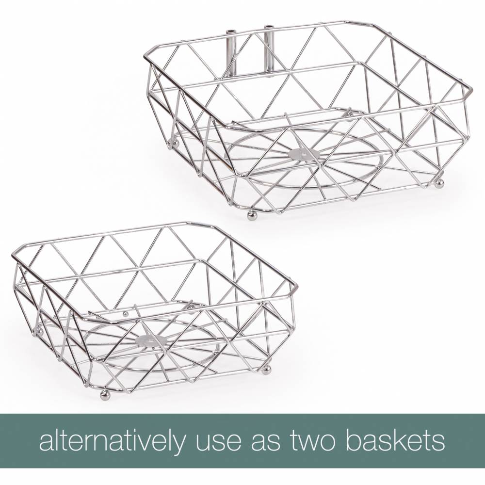 EHC 2 Tier Fruit & Vegetable Storage Basket Stand for Kitchen - Chorme