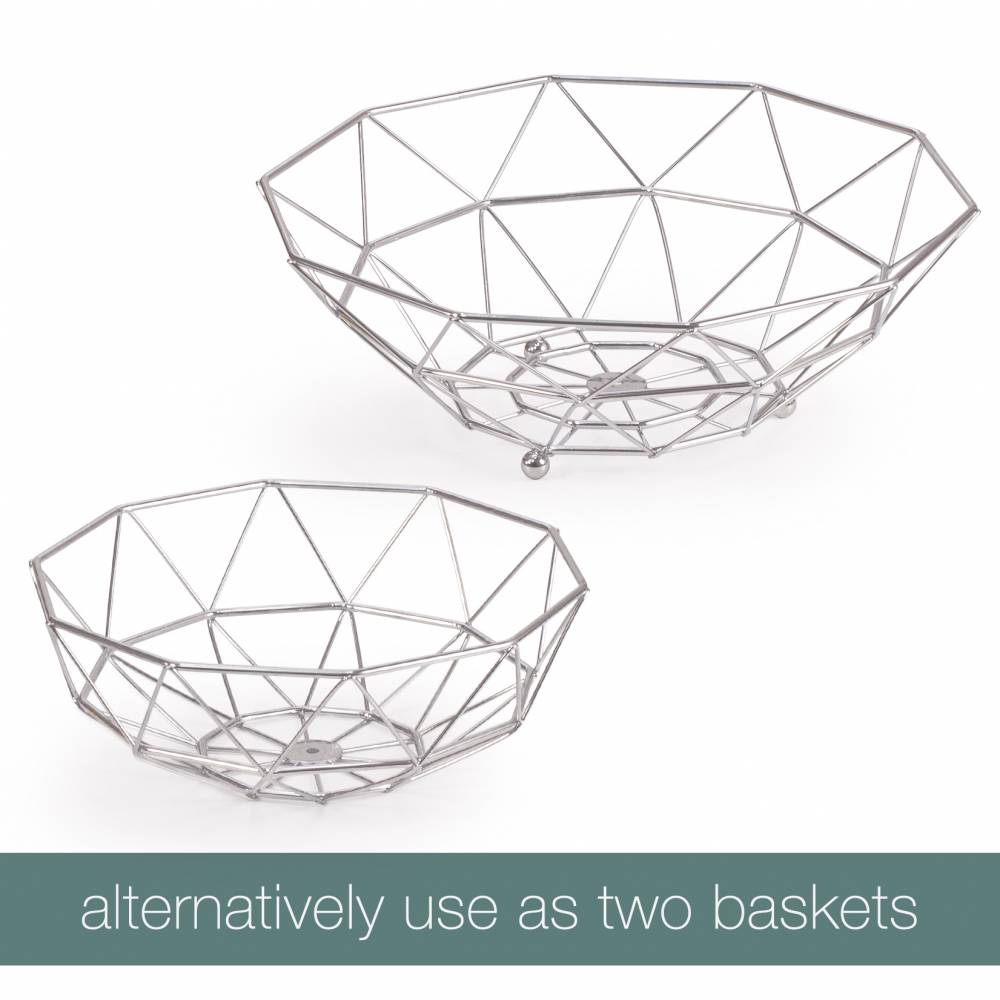 EHC 2 Tier Fruit & Vegetable Storage Basket Stand for Kitchen - Chorme