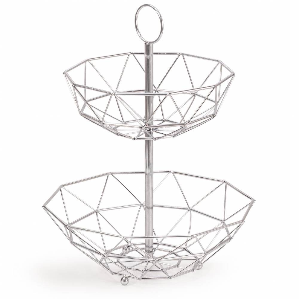 EHC 2 Tier Fruit & Vegetable Storage Basket Stand for Kitchen - Chorme