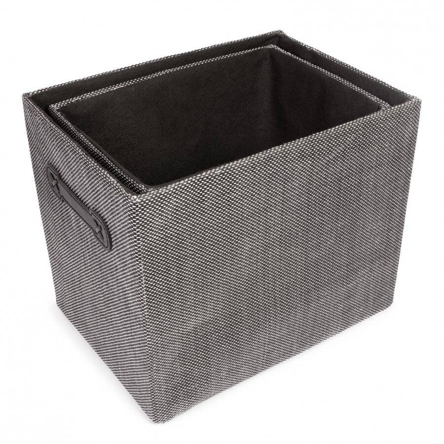 EHC 2 x Fabric Storage Basket Hamper with Easy Carry Handles - Black