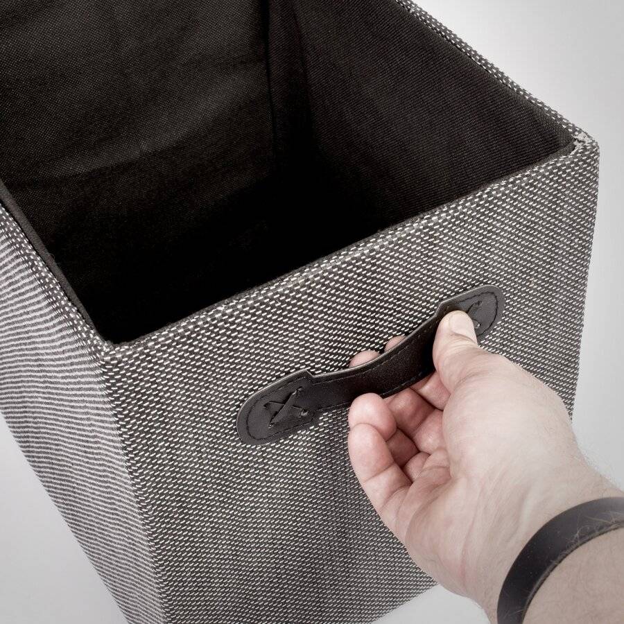 EHC 2 x Fabric Storage Basket Hamper with Easy Carry Handles - Black