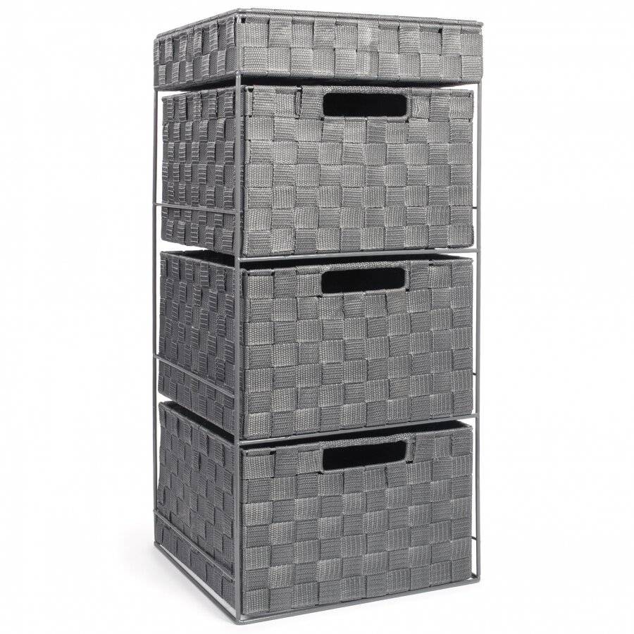 EHC 3 Drawer Woven Storage Cabinet With Flip Top Lid Storage - Grey