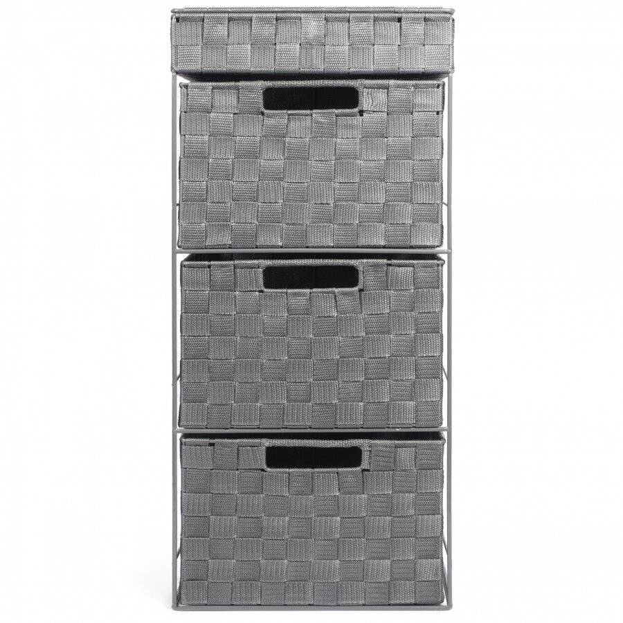 EHC 3 Drawer Woven Storage Cabinet With Flip Top Lid Storage - Grey