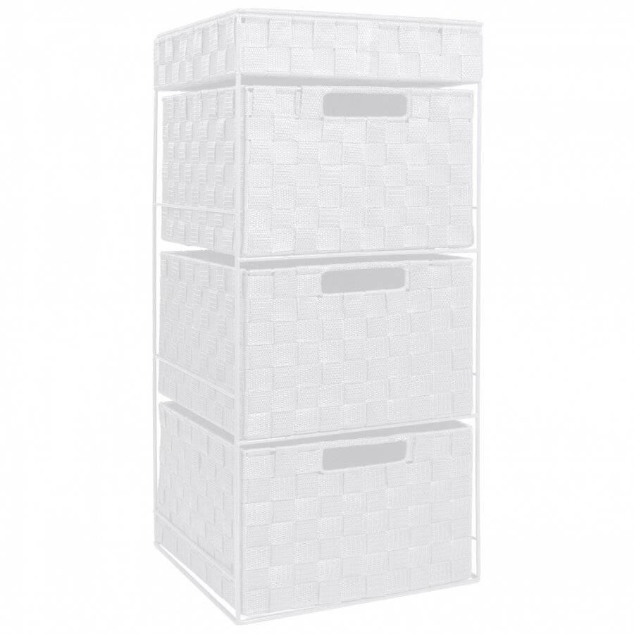 EHC 3 Drawer Woven Storage Cabinet With Flip Top Lid Storage - White