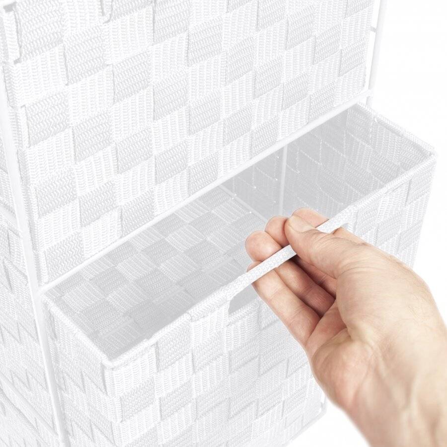 EHC 3 Drawer Woven Storage Cabinet With Flip Top Lid Storage - White