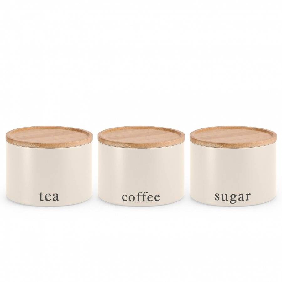 EHC 3 Pack Stackable Round Airtight Food Storage Canisters Set, Cream