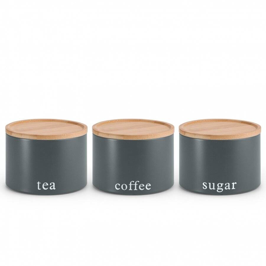 EHC 3 Pack Stackable Round Airtight Food Storage Canisters Set, Grey