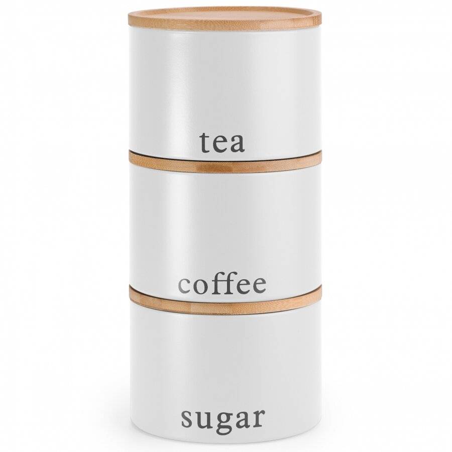 EHC 3 Pack Stackable Round Airtight Food Storage Canisters Set, White