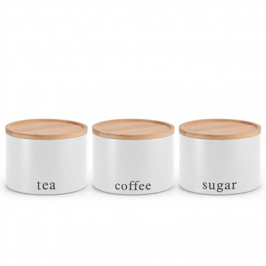 EHC 3 Pack Stackable Round Airtight Food Storage Canisters Set, White