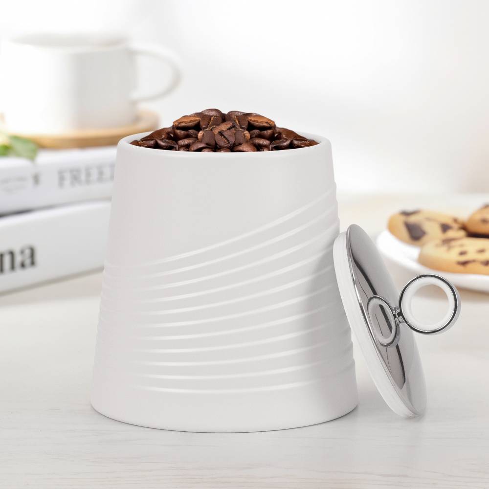 EHC 3 x Wave Pattern Airtight Food Storage Canisters Set, White