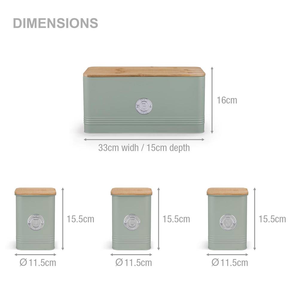 EHC 4 x Ribbed Pattern Airtight Food Storage Canisters Set, Mint Green