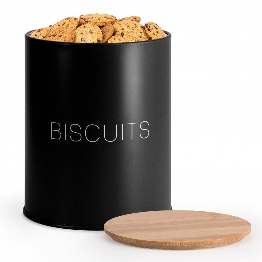 EHC Airtight Biscuit/Cookie Storage Canister With Airtight Lid, Black