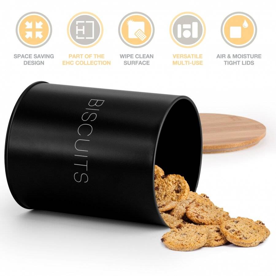 EHC Airtight Biscuit/Cookie Storage Canister With Airtight Lid, Black