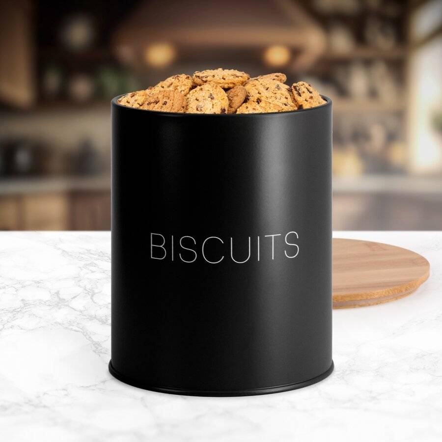 EHC Airtight Biscuit/Cookie Storage Canister With Airtight Lid, Black