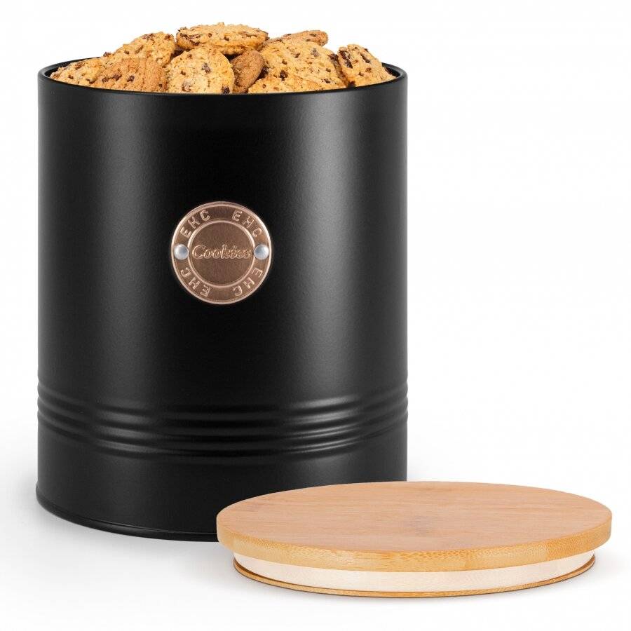 EHC Airtight Biscuit/Cookie Storage Canister With Airtight Lid, Black