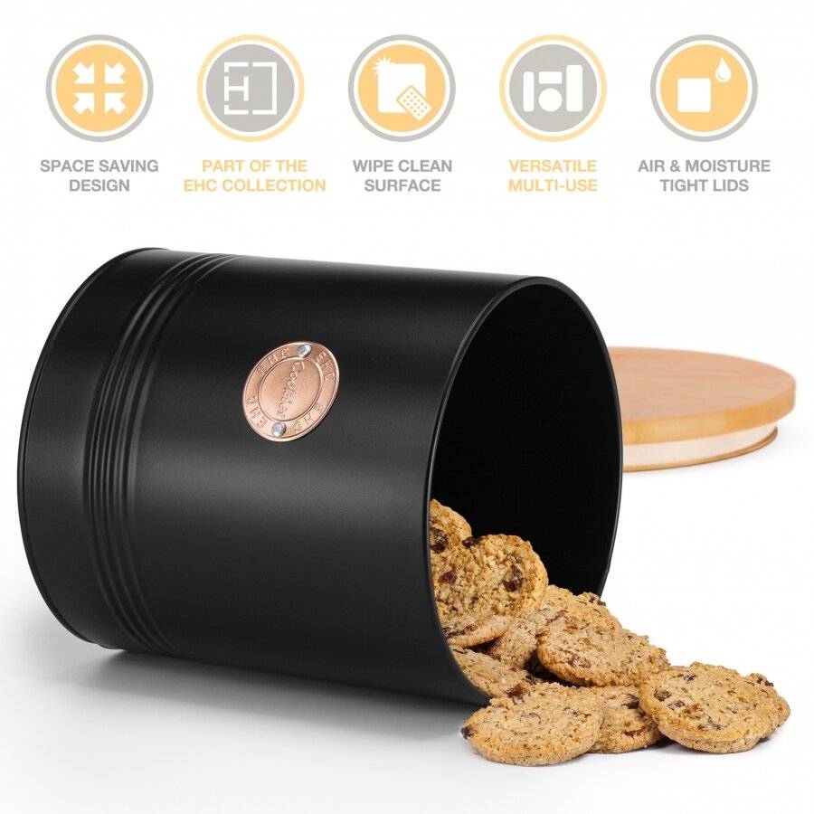 EHC Airtight Biscuit/Cookie Storage Canister With Airtight Lid, Black