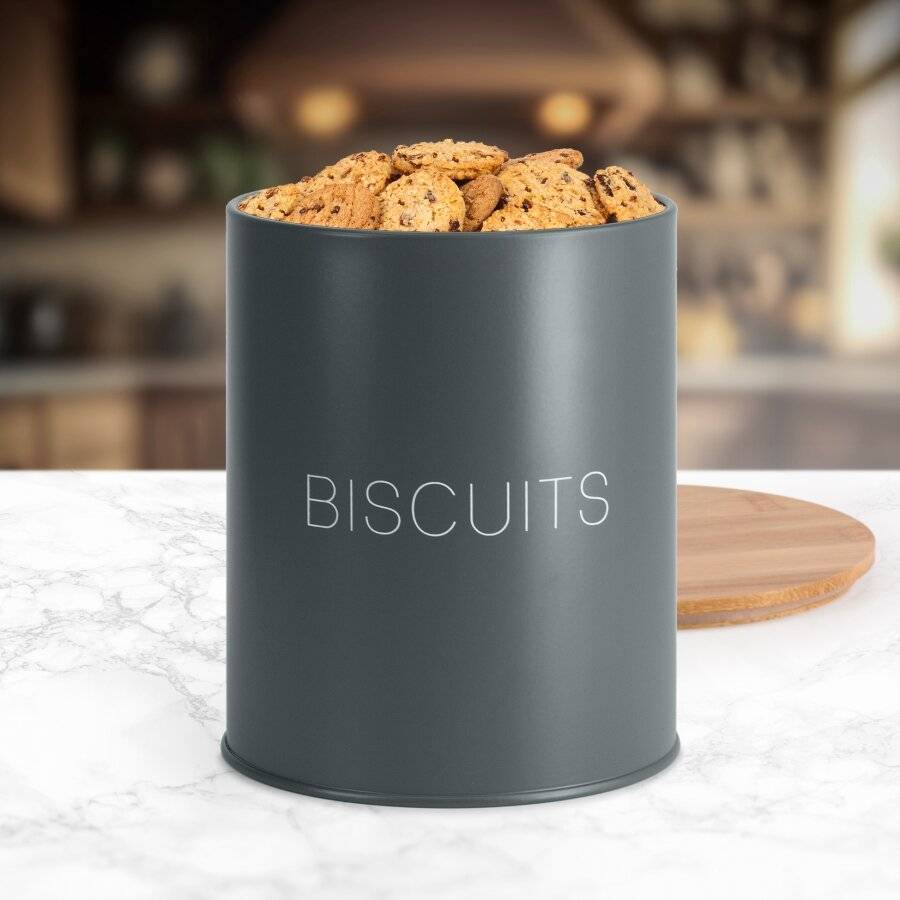 EHC Airtight Biscuit/Cookie Storage Canister With Airtight Lid, Grey