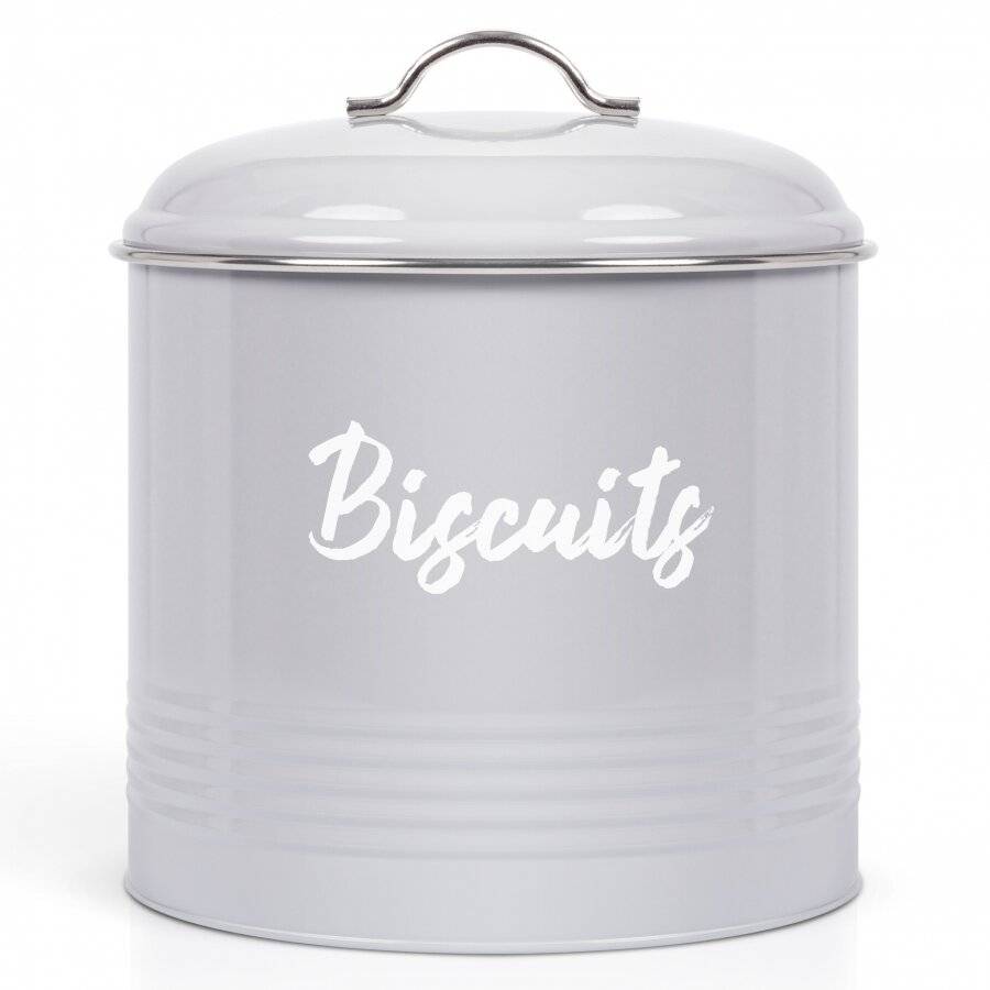 EHC Airtight Round Shaped Biscuit Storage Canister - Grey