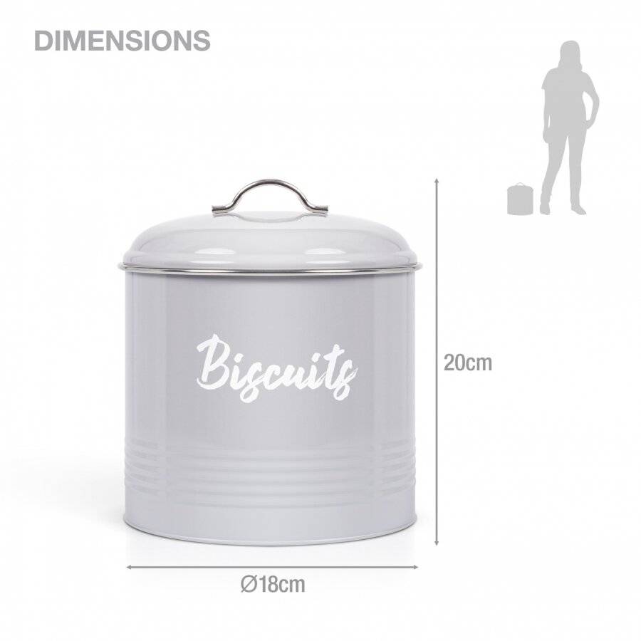 EHC Airtight Round Shaped Biscuit Storage Canister - Grey