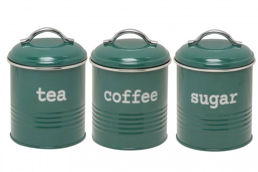 EHC Airtight Set of 3 Tea, Coffee & Sugar Storage Jars - Fjord Green