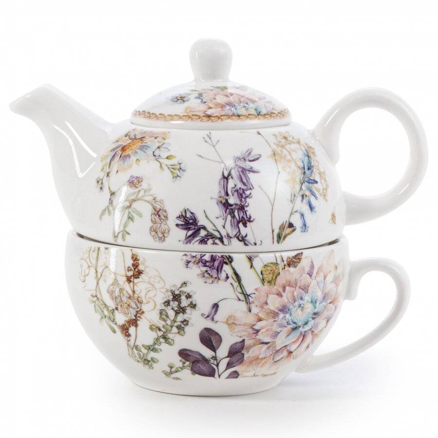 EHC Bell flowers Design Tea For One Tea-pot with Handle, Gift-Boxed