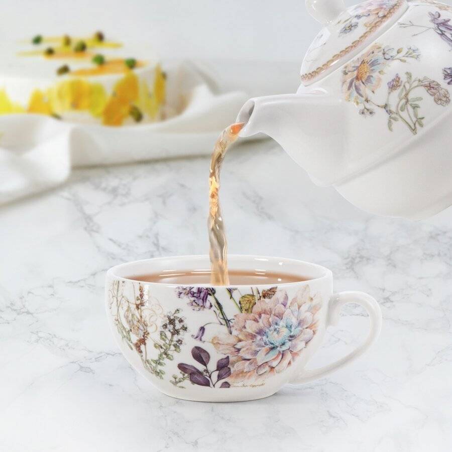 EHC Bell flowers Design Tea For One Tea-pot with Handle, Gift-Boxed