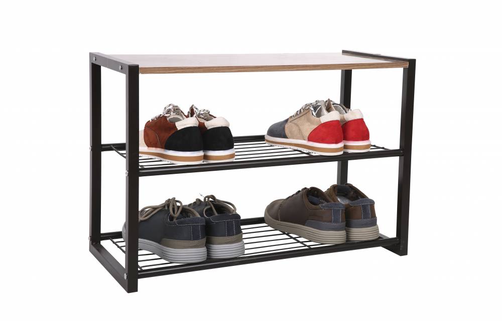 EHC Black 3 Tier Large Capacity Metal Shoe Organizer