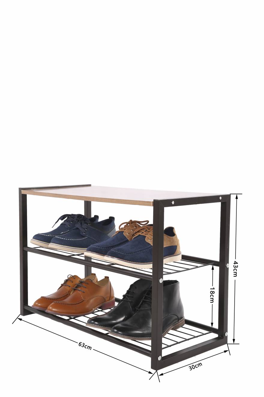 EHC Black 3 Tier Large Capacity Metal Shoe Organizer