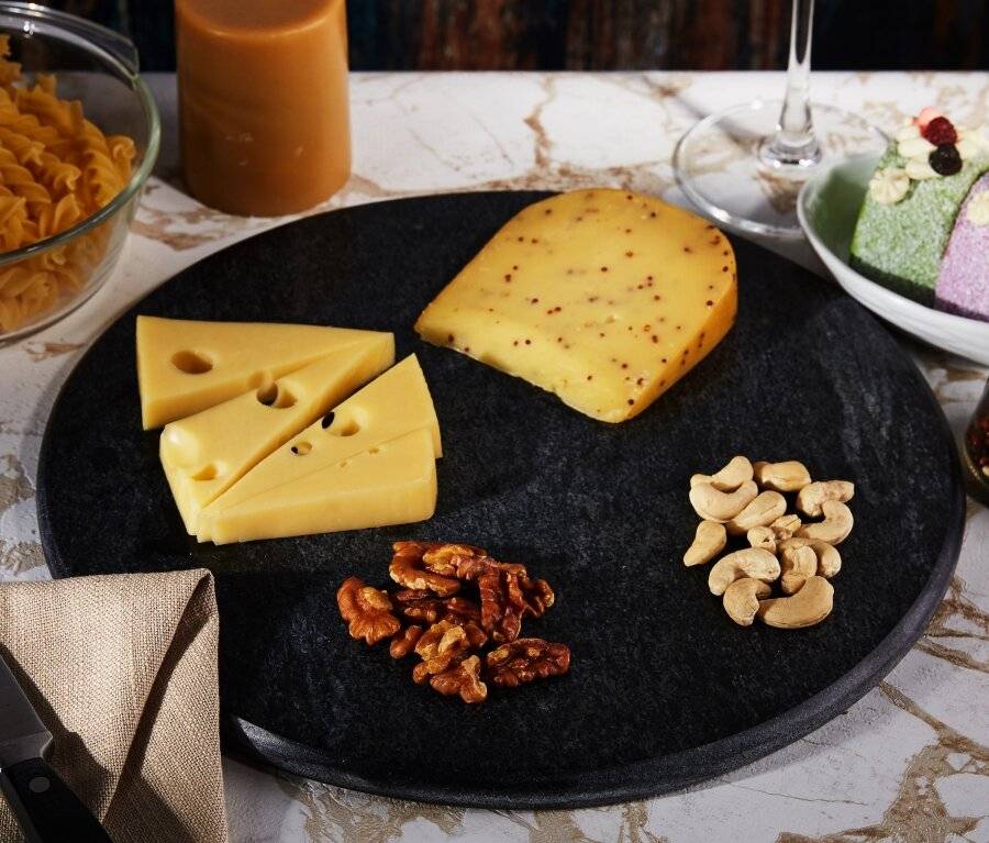 EHC Black Marble Large Cheese Board Chopping & Serving Board - 30 cm