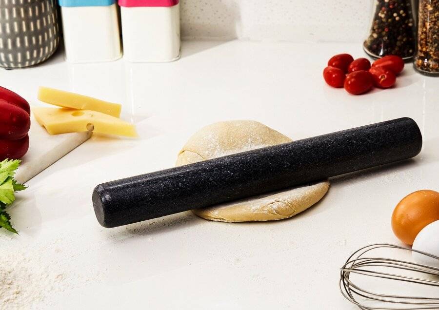EHC Black Marble Professional Solid Rolling Pin For Baking & Dough
