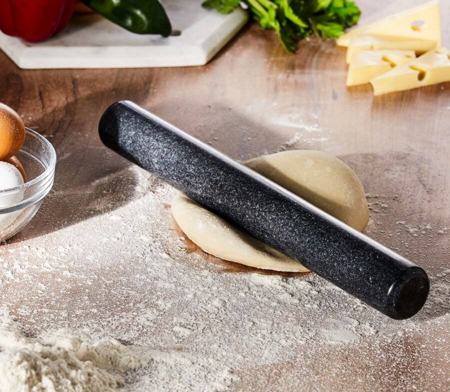 EHC Black Marble Professional Solid Rolling Pin For Baking & Dough