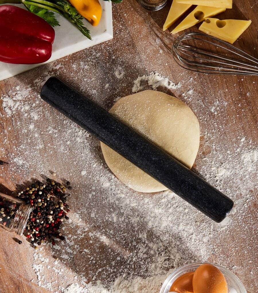 EHC Black Marble Professional Solid Rolling Pin For Baking & Dough