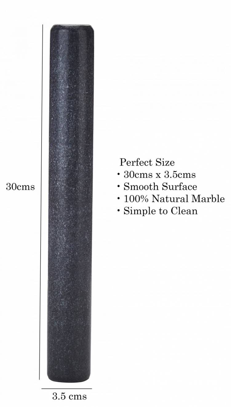 EHC Black Marble Professional Solid Rolling Pin For Baking & Dough