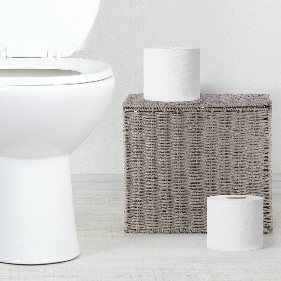 EHC Multi-Purpose Slimline Paper Rope Bathroom Storage Unit, Grey