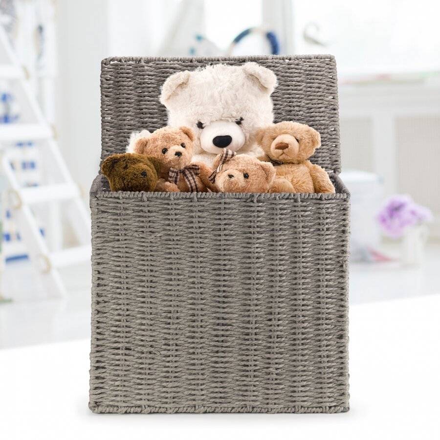 EHC Multi-Purpose Slimline Paper Rope Bathroom Storage Unit, Grey