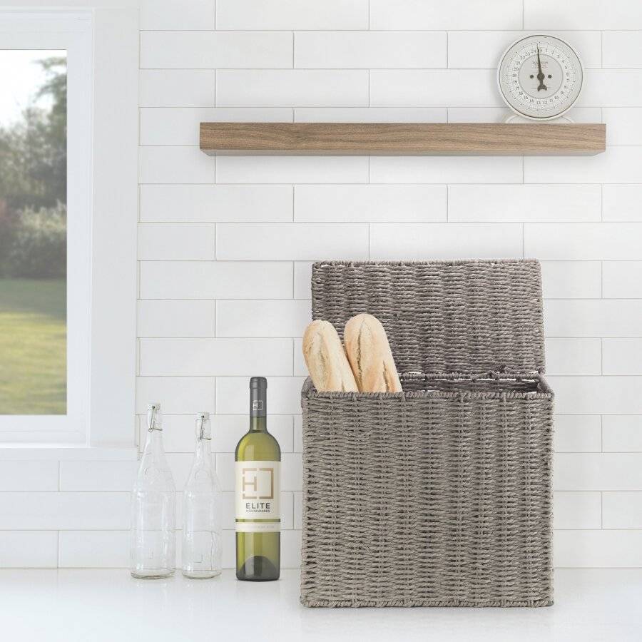 EHC Multi-Purpose Slimline Paper Rope Bathroom Storage Unit, Grey