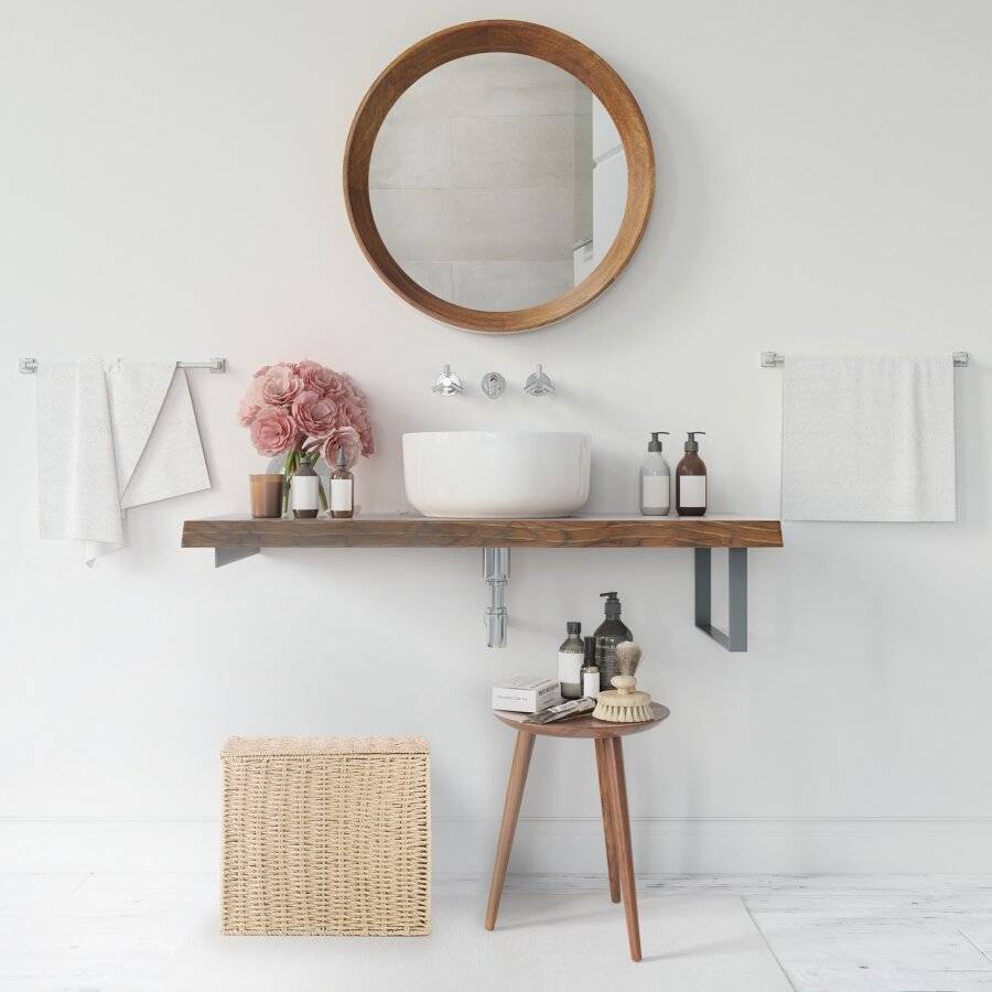 EHC Chic Handwoven Slimline Paper rope Bathroom Storage Unit, Khakhi